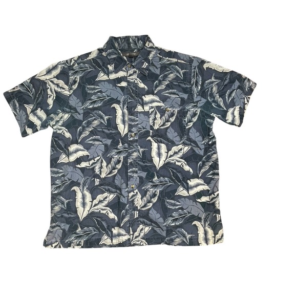 Croft & Barrow Hawaiian Shirt Men's Sz Large Blue Floral Short Sleeve Pocket - Picture 4 of 7